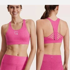 Peloton Sports Bra Womens Small Pink Mothers Day Embrace Strappy Logo